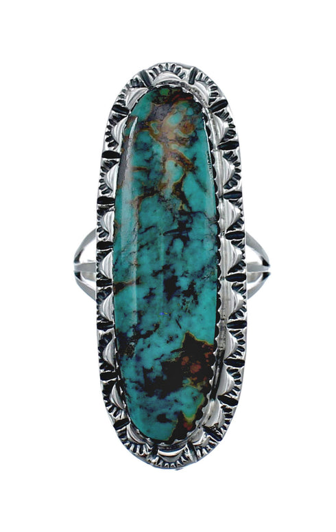Native American Sterling Silver And Turquoise Ring Size 8 JX126908